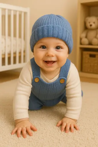 Knitted Romper-Blue